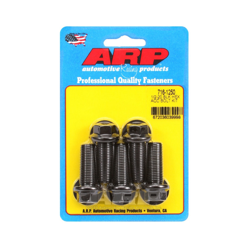 Set de șuruburi și piulițe universale ARP 1/2-20 – Șuruburi hexagonale cu finisaj negru oxidat, x5 - ARP-716-1250 - 716-1250 - 3666618198057